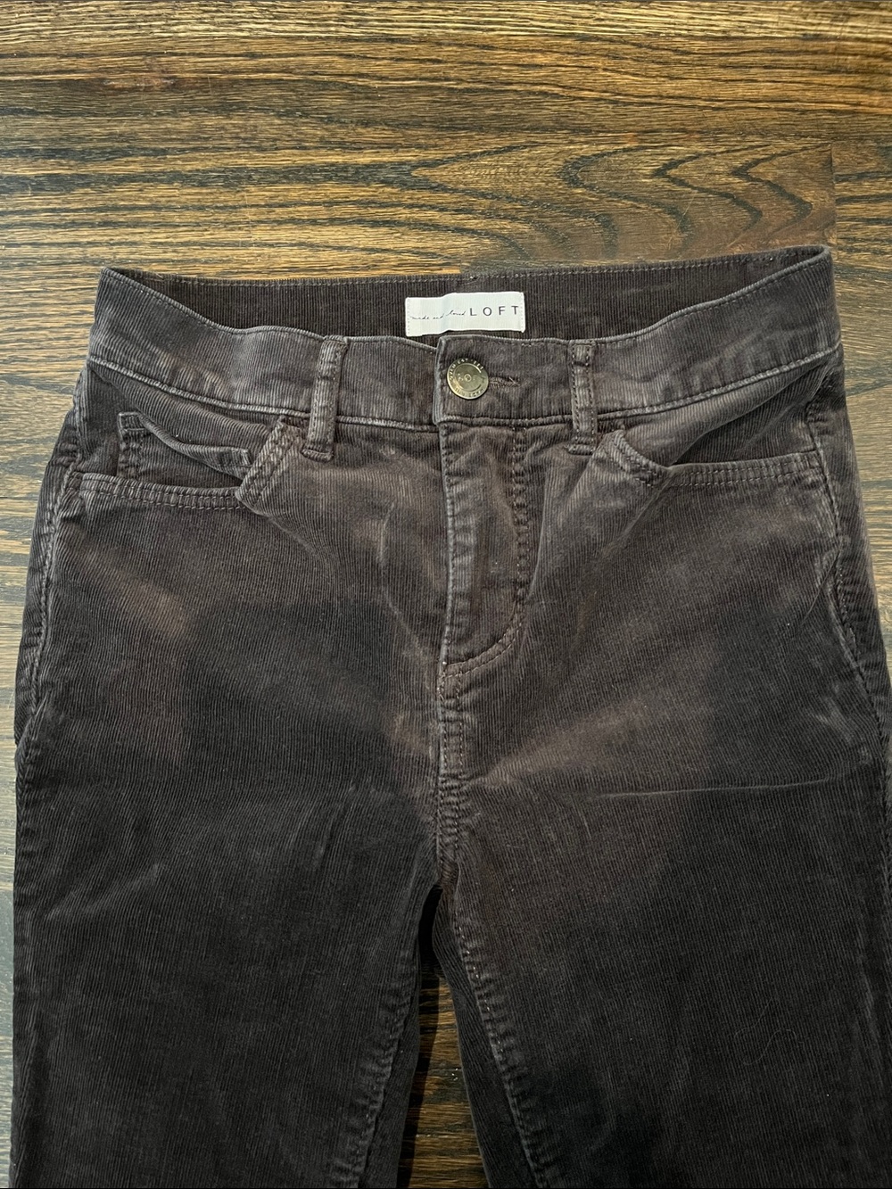 LOFT High-Rise Corduroy Skinny Pants in Dark Gray 24/00